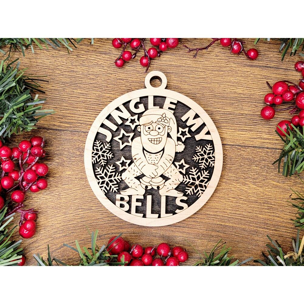 Jingle My BELLS Funny Christmas Ornaments Naughty Nice Laser Engraved Gift